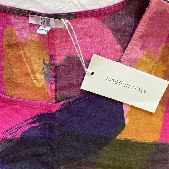 KAKTUS Plus Made In Italy Linen Brush Stroke Dress - Picture 11 of 15